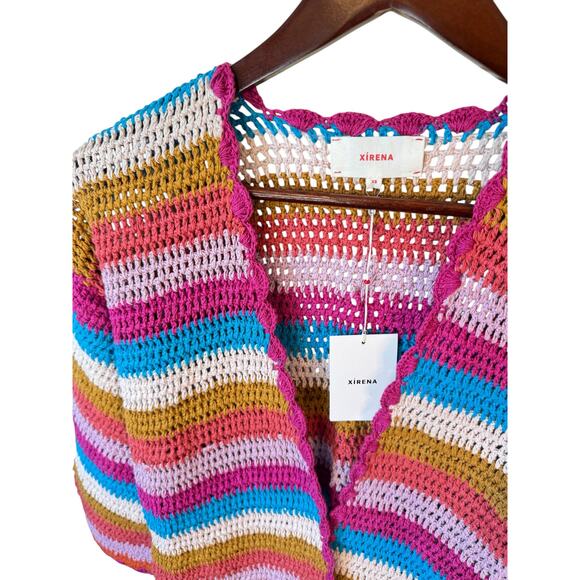 XIRENA NWT Carsyn Cardigan Crochet Rainbow Size XS Dreamstate $210 MSRP Boho - Picture 7 of 10